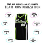 Custom Black Fluorescent Green-White Ribbon Pattern Basketball Kits