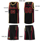 Custom Black Crimson-Old Gold Ribbon Pattern Basketball Kits