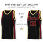 Custom Black Crimson-Old Gold Ribbon Pattern Basketball Kits