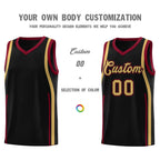 Custom Black Crimson-Old Gold Ribbon Pattern Basketball Kits