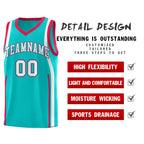 Custom Aqua Red-White Ribbon Pattern Basketball Kits