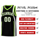 Custom Black Fluorescent Green-White Ribbon Pattern Basketball Kits