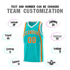 Custom Aqua Orange-White Ribbon Pattern Basketball Kits