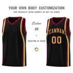 Custom Black Crimson-Old Gold Ribbon Pattern Basketball Kits