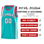 Custom Aqua Red-White Ribbon Pattern Basketball Kits