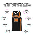 Custom Black Gold Orange-White Ribbon Pattern Basketball Kits