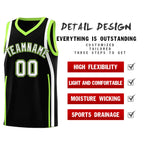 Custom Black Fluorescent Green-White Ribbon Pattern Basketball Kits