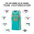 Custom Aqua Orange-White Ribbon Pattern Basketball Kits