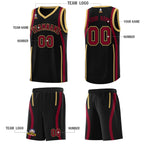 Custom Black Crimson-Old Gold Ribbon Pattern Basketball Kits