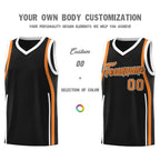 Custom Black Gold Orange-White Ribbon Pattern Basketball Kits