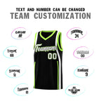 Custom Black Fluorescent Green-White Ribbon Pattern Basketball Kits