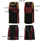 Custom Black Crimson-Old Gold Ribbon Pattern Basketball Kits