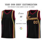 Custom Black Crimson-Old Gold Ribbon Pattern Basketball Kits