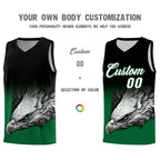 Custom Black Kelly Green Eagle Pattern Graffiti Pattern Sports Uniform Basketball Jersey