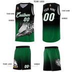 Custom Black Kelly Green Eagle Pattern Graffiti Pattern Sports Uniform Basketball Jersey