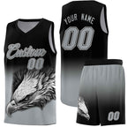 Custom Black Gray Eagle Pattern Graffiti Pattern Sports Uniform Basketball Jersey