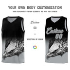 Custom Black Gray Eagle Pattern Graffiti Pattern Sports Uniform Basketball Jersey