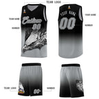 Custom Black Gray Eagle Pattern Graffiti Pattern Sports Uniform Basketball Jersey