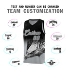 Custom Black Gray Eagle Pattern Graffiti Pattern Sports Uniform Basketball Jersey