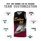 Custom Black Crimson Eagle Pattern Graffiti Pattern Sports Uniform Basketball Jersey