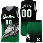 Custom Black Kelly Green Eagle Pattern Graffiti Pattern Sports Uniform Basketball Jersey