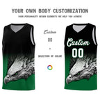 Custom Black Kelly Green Eagle Pattern Graffiti Pattern Sports Uniform Basketball Jersey