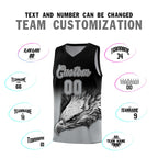 Custom Black Gray Eagle Pattern Graffiti Pattern Sports Uniform Basketball Jersey