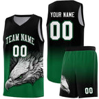 Custom Black Kelly Green Eagle Pattern Graffiti Pattern Sports Uniform Basketball Jersey
