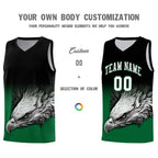 Custom Black Kelly Green Eagle Pattern Graffiti Pattern Sports Uniform Basketball Jersey