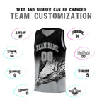 Custom Black Gray Eagle Pattern Graffiti Pattern Sports Uniform Basketball Jersey