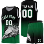 Custom Black Kelly Green Eagle Pattern Graffiti Pattern Sports Uniform Basketball Jersey