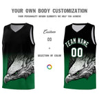 Custom Black Kelly Green Eagle Pattern Graffiti Pattern Sports Uniform Basketball Jersey