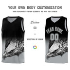 Custom Black Gray Eagle Pattern Graffiti Pattern Sports Uniform Basketball Jersey