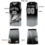 Custom Black Gray Eagle Pattern Graffiti Pattern Sports Uniform Basketball Jersey