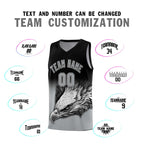 Custom Black Gray Eagle Pattern Graffiti Pattern Sports Uniform Basketball Jersey