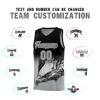 Custom Black Gray Eagle Pattern Graffiti Pattern Sports Uniform Basketball Jersey
