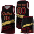 Custom Black Khaki and Red Graffiti Pattern Sports Uniform Basketball Jersey