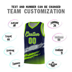 Custom Navy Gray and Neon Green Graffiti Pattern Sports Uniform Basketball Jersey