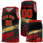 Custom Black Khaki and Red Graffiti Pattern Sports Uniform Basketball Jersey