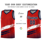 Custom Red White and Navy Graffiti Pattern Sports Uniform Basketball Jersey