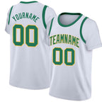 Custom White Green-Yellow Classic Tops Casual Fake Sleeve Basketball Jersey