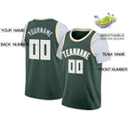 Custom Hunter Green White-Cream Classic Tops Casual Fake Sleeve Basketball Jersey