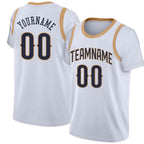 Custom White Navy-Old Gold Classic Tops Casual Fake Sleeve Basketball Jersey
