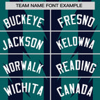 Custom Aqua Navy Raglan Sleeves Blade Pattern Authentic Baseball Jersey