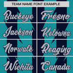 Custom Aqua Navy Raglan Sleeves Blade Pattern Authentic Baseball Jersey