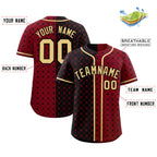 Custom Black Crimson Split Fashion Plaid Design Authentic Baseball Jersey
