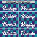 Custom Aqua Purple Personalized Plaid Fashion Design Authentic Baseball Jersey