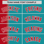 Custom Aqua Red Pinstripe Personalized Gradient Authentic Baseball Jersey