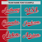 Custom Aqua Red Pinstripe Personalized Gradient Authentic Baseball Jersey