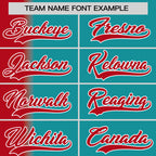 Custom Aqua Red Pinstripe Personalized Gradient Authentic Baseball Jersey